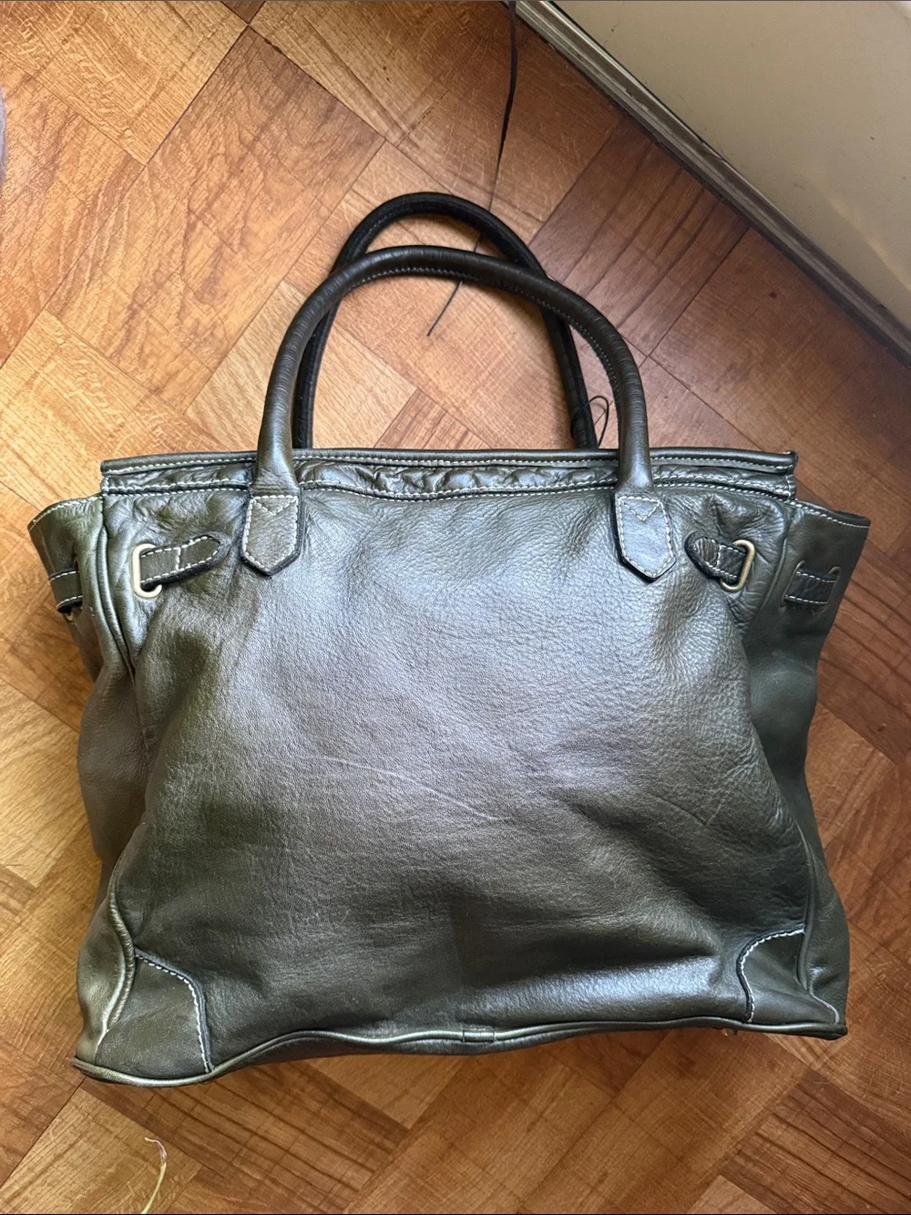 Olive Green Firenze Soft Leather Handbag by Olimaci Co. (Firkin Style bag)